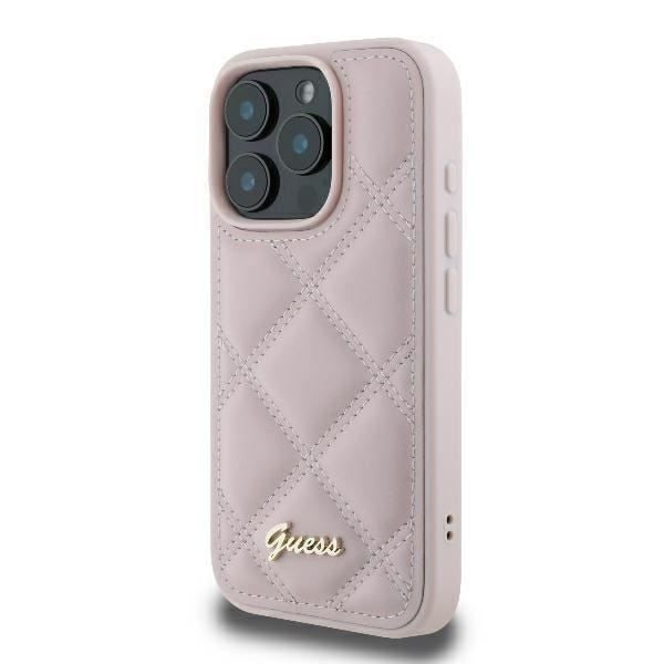 Guess Quilted Metal Logo Cover til iPhone 16 Pro 6.3" Pink - GUHCP16LPSQSQSP Rosa