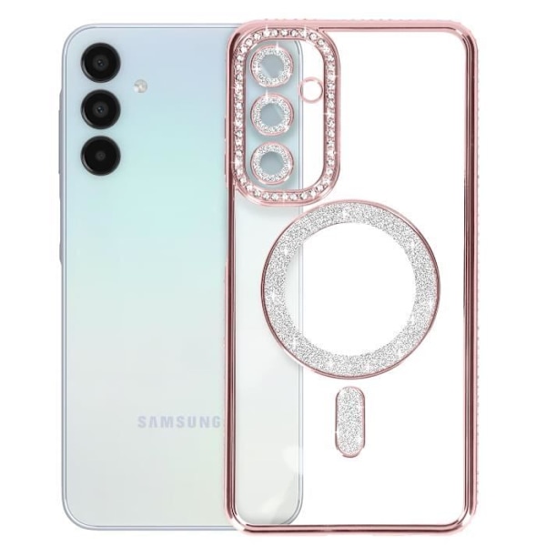 Timanttikotelo Samsung Galaxy A15 MagSafe Contour tekojalokivi vaaleanpunaiselle samppanjalle Rosa