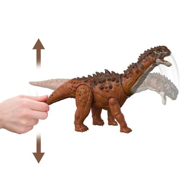 Jurassic World Figure - MATTEL - Ampelosaurus Mega Action - Stor skala - Realistiske bevægelser - Alders 4 og opefter Flerfärgad