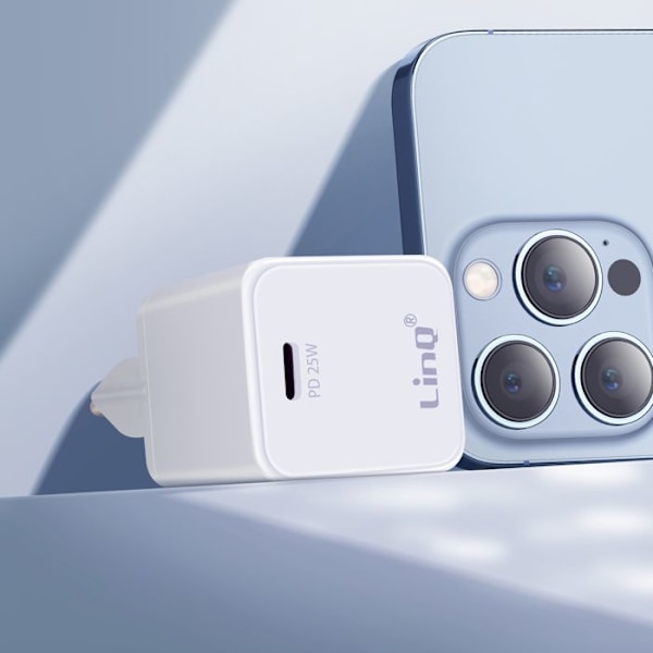 USB-C Väggladdare Power Delivery 25W Snabbladdning Kompakt LinQ Vit Vit