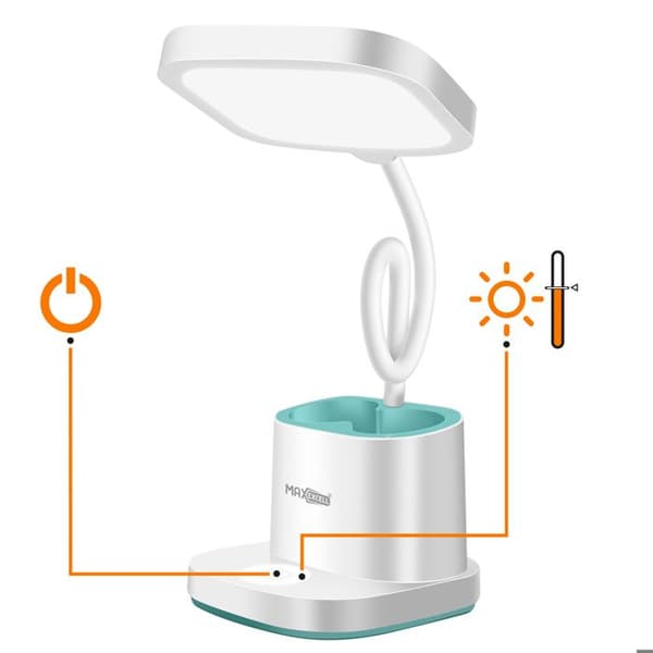 Kontorlampe - MAX EXCELL - Fleksibel - LED-belysning - Genopladelig - Blyantbeholder Vit