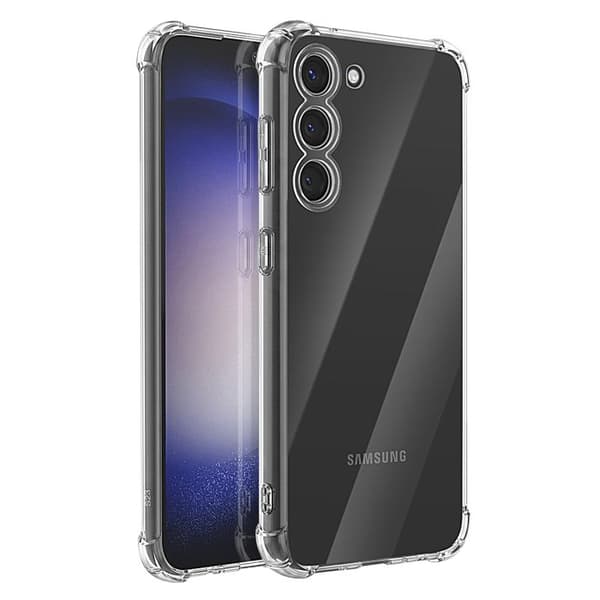Silicone Cover til Galaxy S23 med Forstærkede Stødabsorberende Hjørner Mayaxess Transparent Vit