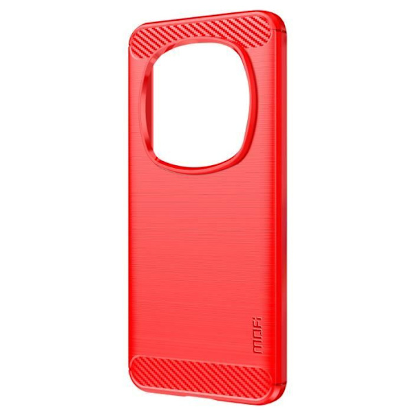 Silikonikotelo Honor Magic 6 Prolle Harjattu Metalli ja Carbon Effect MOFI Red