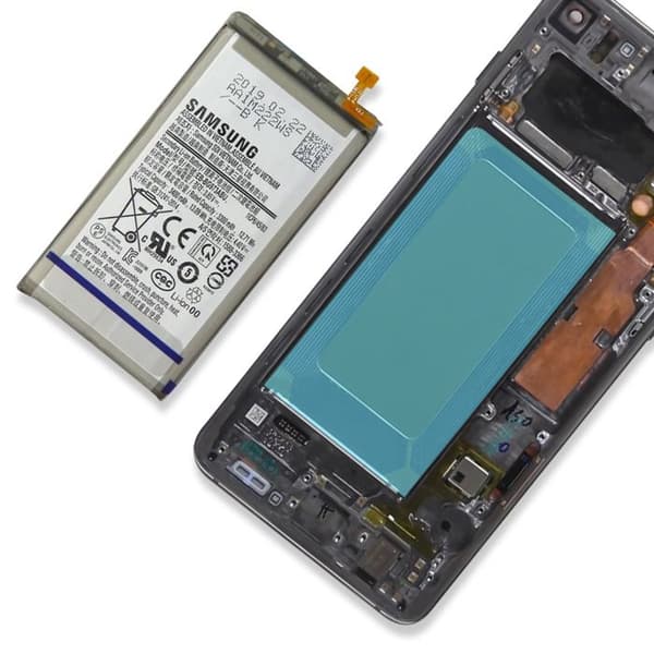 Batteri Klæbemiddel - SAMSUNG - Galaxy S10 - Nem Installation - Transparent - Original Blå