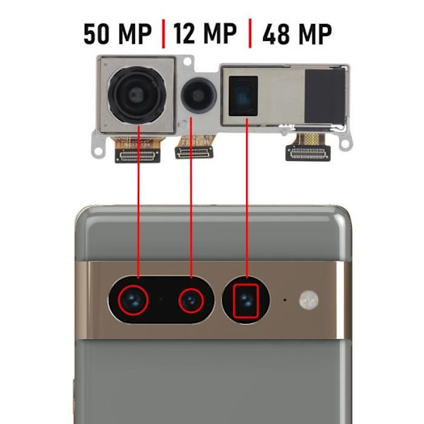 Moduuli kolminkertainen kamera - AVIZAR - Google Pixel 7 Pro - 50MP - 12MP - 48MP Musta Svart
