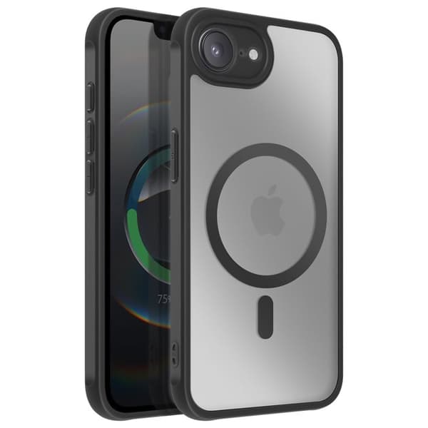 Coque - MagSafe - iPhone 16e - Mat Frostet Bagside - Sort Kant - Antiskel Svart