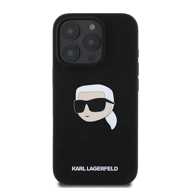 Coque Souple - Karl Lagerfeld - iPhone 16 Pro - Silikon Vätska - Svart - Design Karl Head Svart