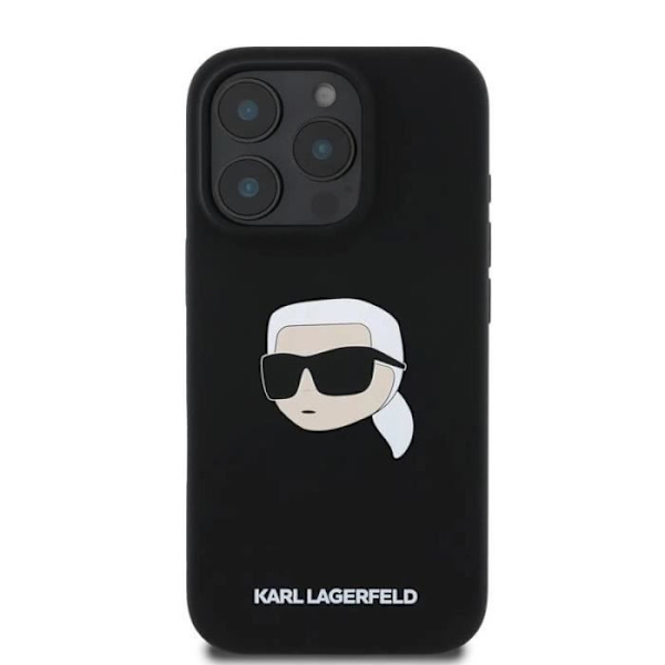 Coque Souple - Karl Lagerfeld - iPhone 16 Pro - Silikonevæske - Sort - Design Karl Head Svart