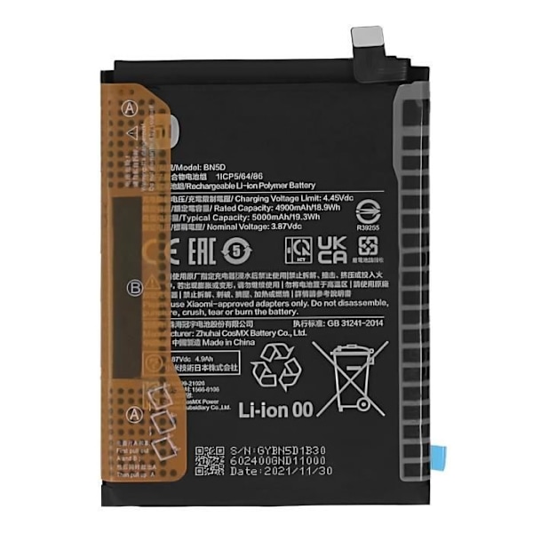 Batteri til Xiaomi Redmi Note 11 4G og Note 11S 4G 5000mAh BN5D Xiaomi Sort Svart