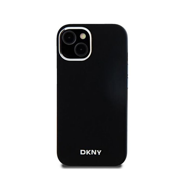 DKNY Liquid Silicone Small Metal Logo MagSafe - kotelo iPhonelle 15/14/13 (musta)