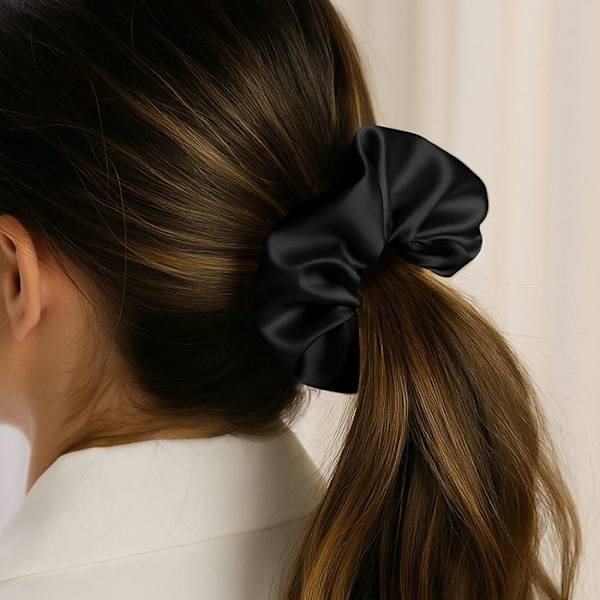 Chouchou - AVIZAR - Satin Uni Sort - Blød - Elegant - Accessory Kvinde Svart