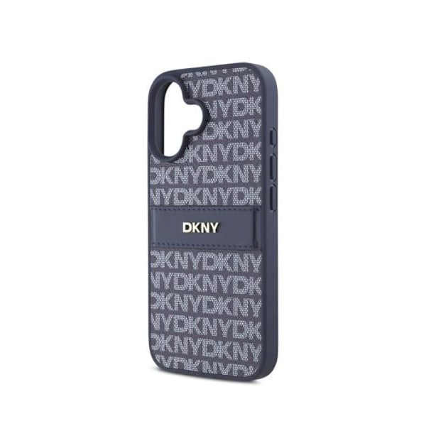 Coque för iPhone 16 Utgåva Repeat Pattern Tonal Stripe med Metalliserad Logotyp DKNY Blå Vit
