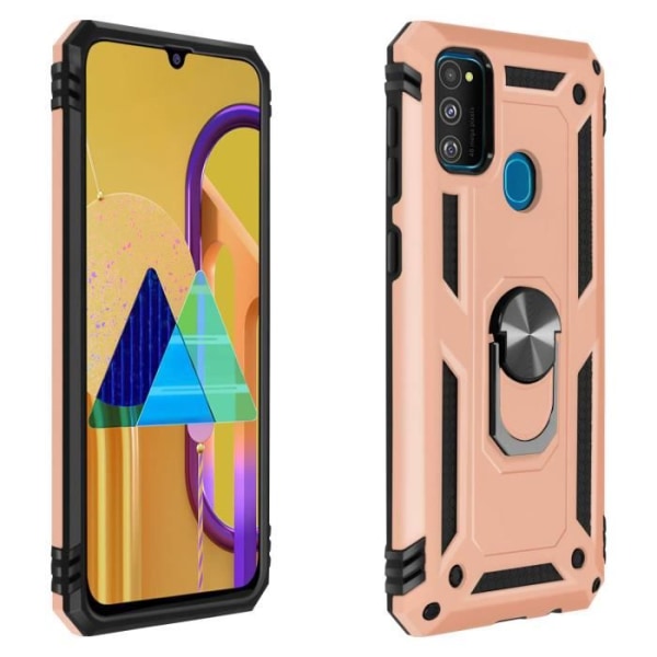 Samsung Galaxy M30s Cover Stødsikker Bi-materiale Ring Video Support Rose Gold