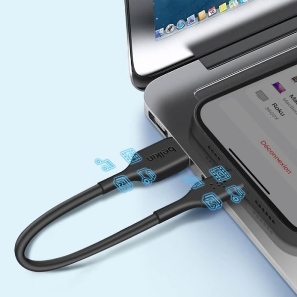 USB till Lightning-kabel MFI Laddningssynkronisering Kompakt 15cm Belkin Svart