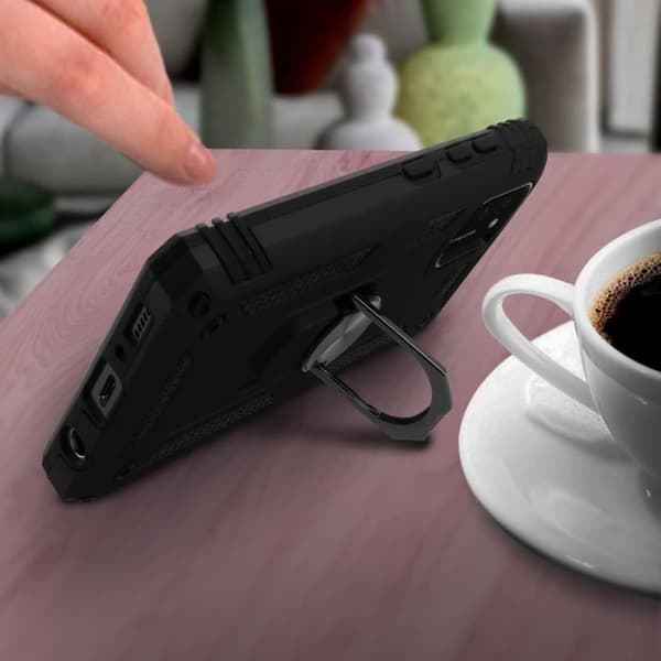 Cover - Samsung - Galaxy A41 - Stødabsorberende - Video Støtte Ring - Sort Svart