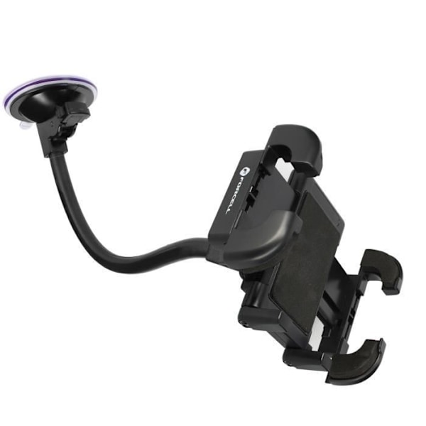 Smartphone bilholder - FORCELL - Sugekopmontering - Lang arm 27 cm - 360° drejelig - Sort Svart