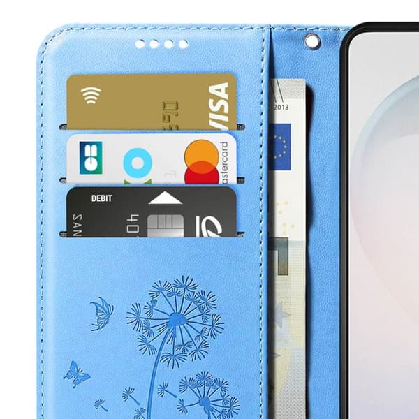 Pungetui til Galaxy S26 Premium Design Blomster Sommerfugl Zanaé Lyseblå Blå