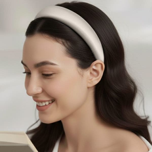 Bred Satin Kudde Hårband Sublimt Vit Vit