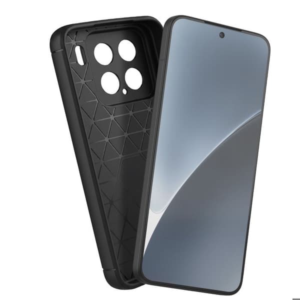 Siliconfodral för Xiaomi 15 Texturerad Kolfiber Effekt Svart Svart
