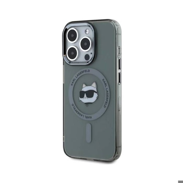 Coque MagSafe til iPhone 15 Pro Max IML med Choupette Karl Lagerfeld mønster, sort Svart