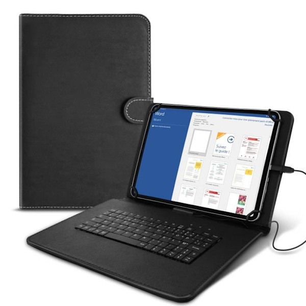 10-tums surfplatta - AVIZAR - USB-C AZERTY-tangentbord - Vikbart stöd - Magnetisk fäste Svart