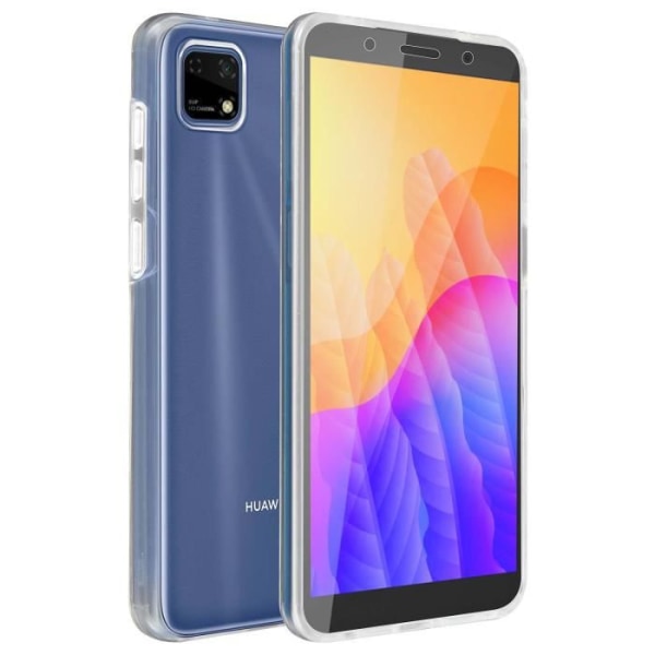 Coque - ILMOITA - Huawei Y5p - Kova Takasuoja - Pehmeä Etu - Läpinäkyvä Valkoinen Klar vit