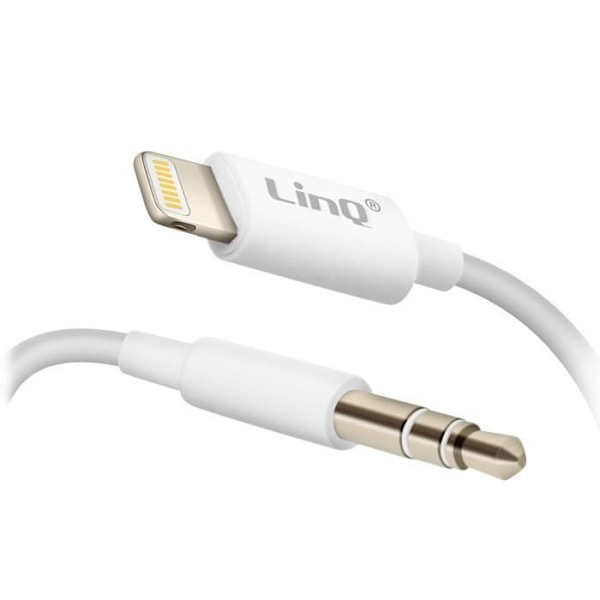 iPhone iPad iPod-hjälpkabel till 3,5 mm-uttag med LinQ-fjärrkontroll Vit