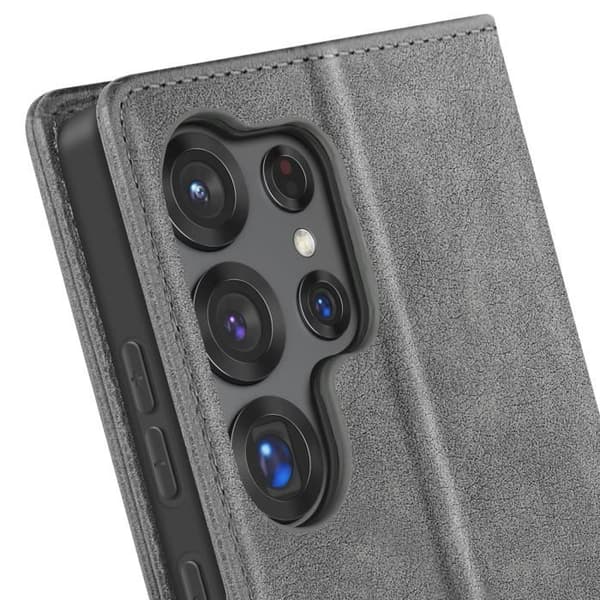 Plånboksetui - Chesterfield - Samsung Galaxy S25 Ultra - Grå - Semihård - Videostöd Grå