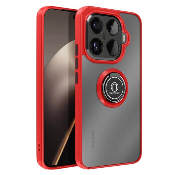 Coque Ring - AVIZAR - Xiaomi 15T Pro - Röd - Magnetisk - Videostöd Röd