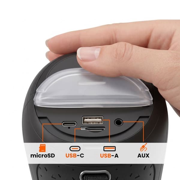 Mini TWS-kaiutin / Bluetooth / Stereo / RGB 7 väriä / Jack / USB / Micro-SD LinQ Musta Svart