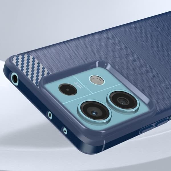 Skal för Xiaomi Redmi Note 13 5G - MÄRKE - Flexibel - Kolfiberlook - Blå - Elegant Blå