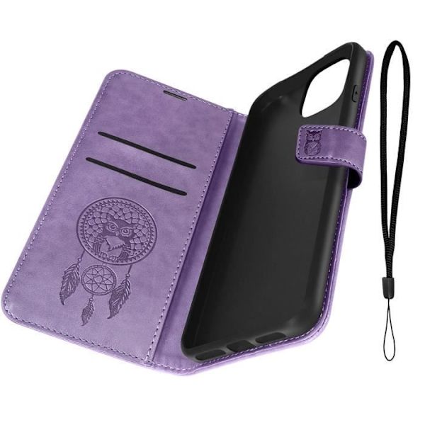 iPhone 11-cover - Drømmefanger - Lilla - Fuld beskyttelse - Video-standfunktion - Håndledsrem inkluderet Lila