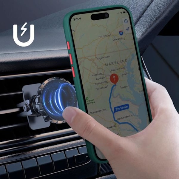 Coque för iPhone 16 Pro Max Metallring Video Stöd Grön Grön