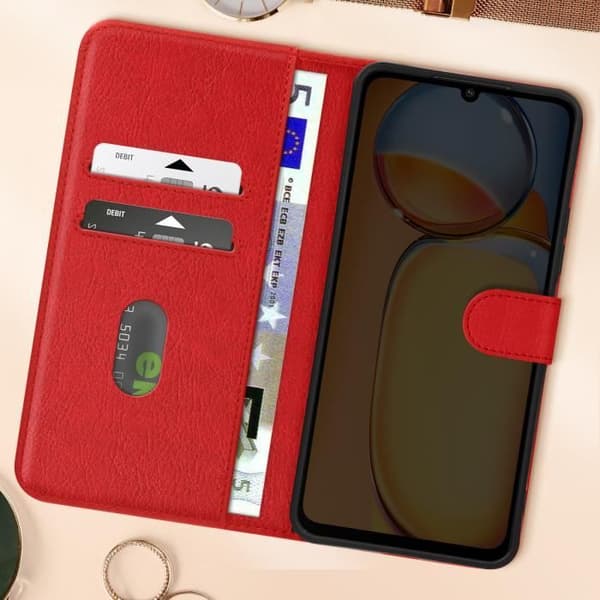 Kotelo Xiaomi Redmi 13C:lle - AVIZAR - Lompakko- ja videotuki - punainen Röd