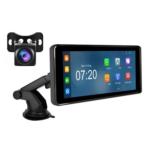 Ecran Carplay 6,86" för bil med pekskärm Bluetooth inklusive backkamera svart