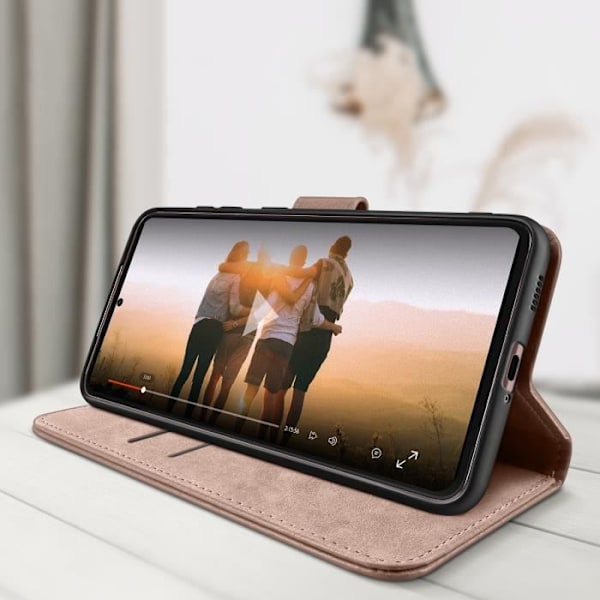Etui för Samsung Galaxy S21 FE - AVIZAR - Plånboksfodral - Videostöd Funktion - Roséguld Rose guld