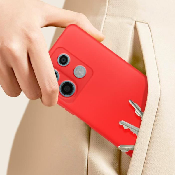 Smartphonefodral - AVIZAR - Xiaomi Redmi Note 13 5G - Röd - Halvstyv - Matt anti-fingeravtrycksfinish Röd