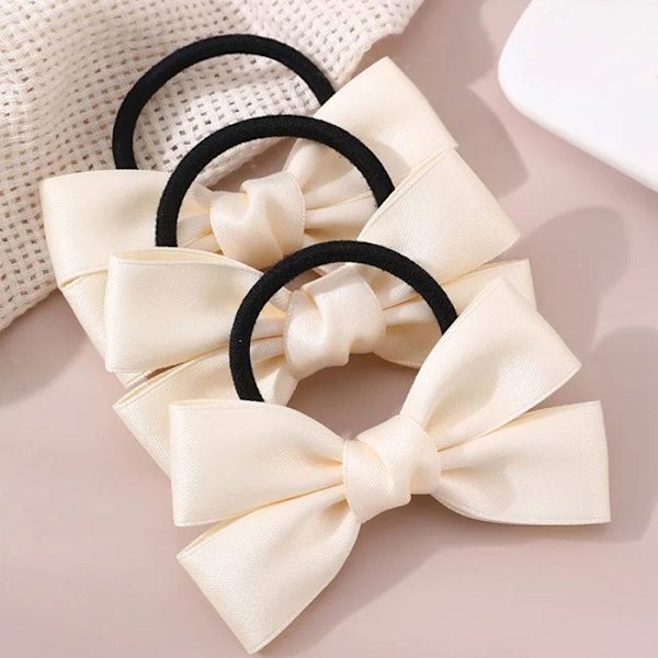 3 kpl Satiininen Solmulla Varustetut Hiuselastiset, Beige Beige