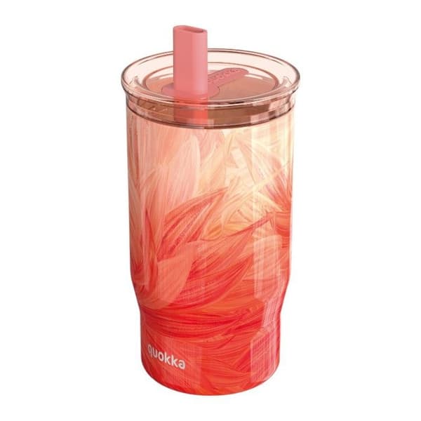 Isolert kop - QUOKKA - Brume - Rustfrit stål - 720 ml - Silikone sugerør persikblad