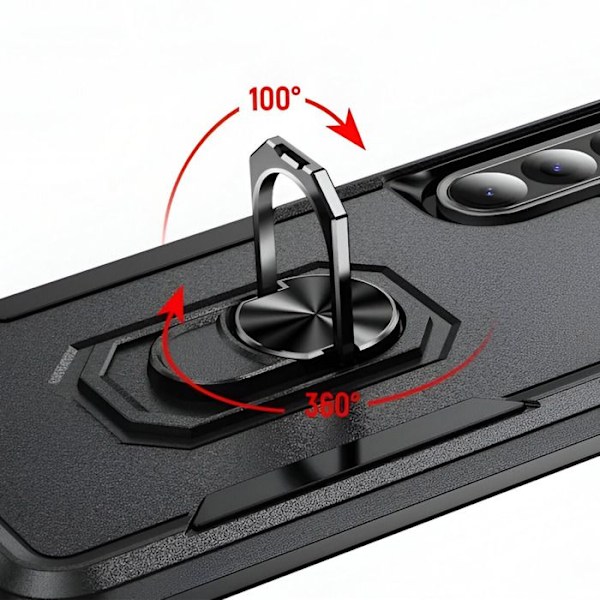 Stødabsorberende cover til Samsung Galaxy A56 med ring-standsort sort Svart