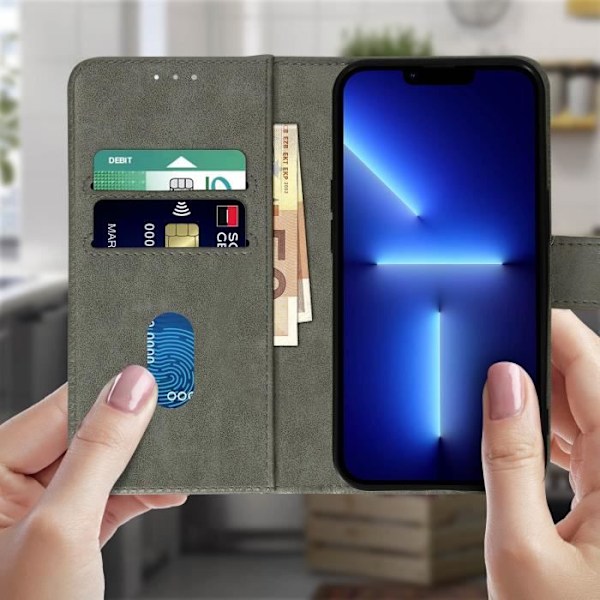 Apple iPhone 13 Pro Fodral Flip Wallet Funktion Videostöd Grå AVIZAR Grå