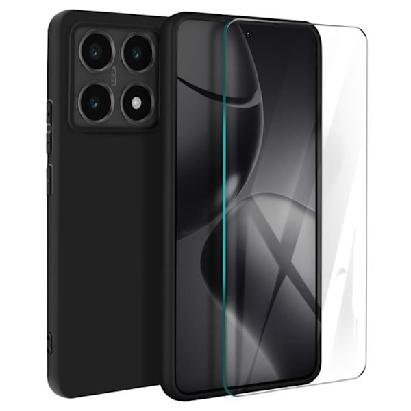 Coque til Xiaomi 14T Silikone Soft Touch og 3mk Tempereret Glas Sort Svart