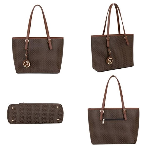 Handbag Tote til Kvinder Print Gallantry Brun kastanj