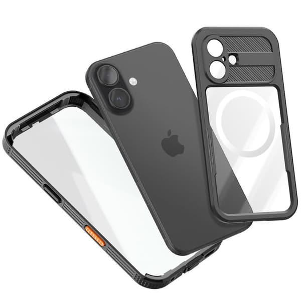 Vandtæt Cover - SHELLBOX - iPhone 17 - Stødabsorberende - Vandtæt IP68 - Sort Svart