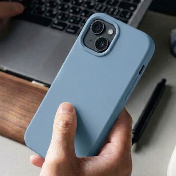 iPhone 15 Plus MagSafe Pehmeä Iskunkestävä SolidX Sarja Rhinoshield Sininen Blå