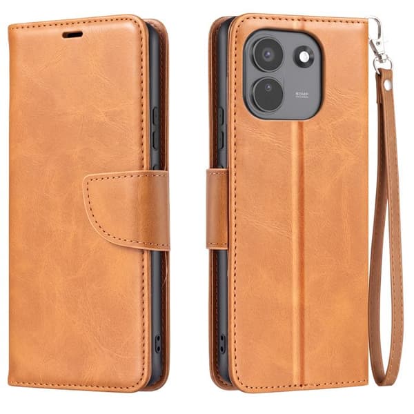 Vintage Pungetui til Redmi Note 17 Pro Max med Støtte og Håndledsrem Camel brun