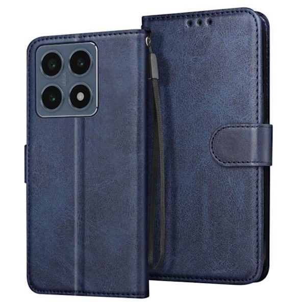 Fodral för Xiaomi 14T Pro Wallet Flip och Stable Video Support Midnight Blue Blå