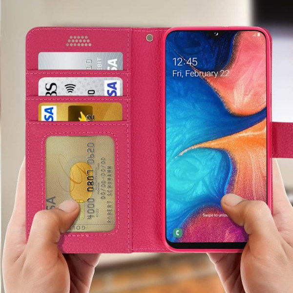 Hölster för Samsung Galaxy A20e - AVIZAR - Fodral Folio Plånbok - Ekoleather - Videostöd - Rosa Rosa