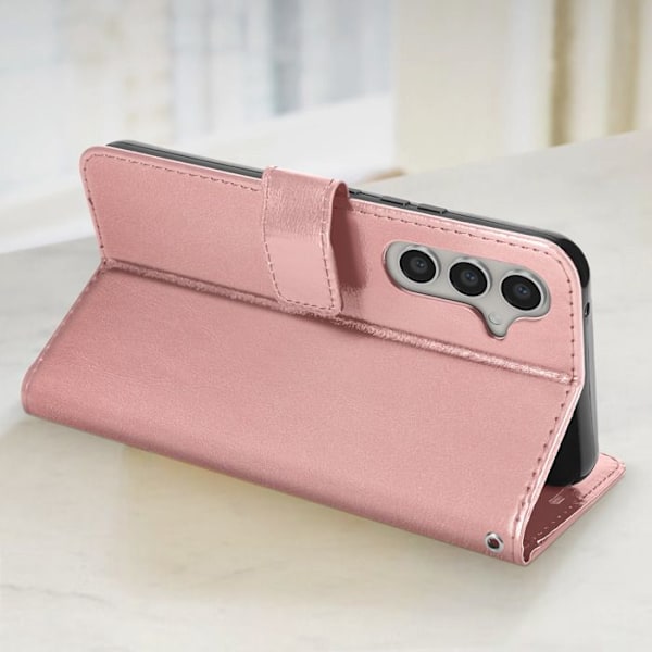 Plånboksfodral till Samsung S23 FE - MAYAXESS - Champagnerosa - Stativ och armbandsfunktion Rosa