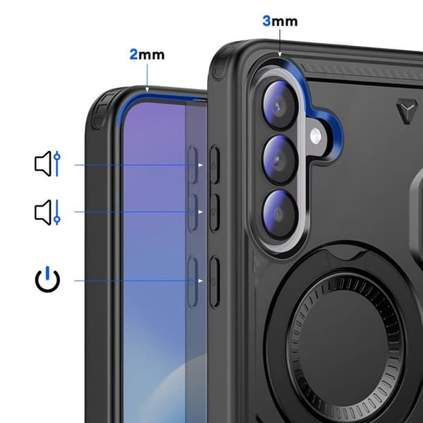 Frost Armor Cover til Galaxy A57 med Multifunktionel Magnetring Sort Svart